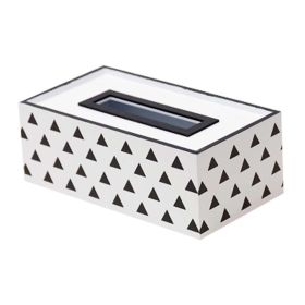 Wooden Tissue Box Fashion Tissue Paper Cover Tissue Holder [Black Triangle]