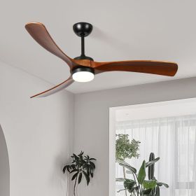 60-inch 3-blade solid wood ceiling fan light