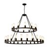 48 Inch Black Extra Large Wagon Wheel Chandelier, 2 Tier 36-Lights(No Include) Farmhouse Industrial Round High Ceiling Pendant Light Adjustable Chain