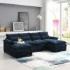 110*55" Modern Modular U-shaped Sectional Sofa with Waist Pillows,6 Seat Upholstered Symmetrical Indoor Furniture