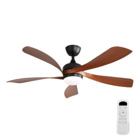 (Same as W882P146311) 52 Inch Indoor Ceiling Fan With 3 Color Dimmable 5 ABS Blades Remote Control Reversible DC Motor Black With Led Light