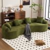[VIDEO provided ]4 Seater Green Sofa with Chenille fabric, 30D ,60 Hardness full sponge,4 pillow for Living Room