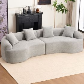 [VIDEO provided ]4 Seater Grey Sofa with Chenille fabric, 30D ,60 Hardness full sponge,4 pillow for Living Room