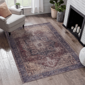 Area Rugs 4x6, Washable Rug, Low-Pile, Non-Slip, Non-Shedding, Foldable, Kid & Pet Friendly - Area Rugs for living room, bedroom, kitchen