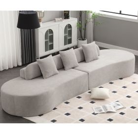 [NEW ARRIVED] [VIDEO PROVIDED] Modern curved combination sofa, terrycloth fabric sofa, minimalist sofa in living room, apartment, no assembly required