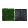 VEVOR Artifical Grass Tiles Interlocking Turf Deck Set, 18 Pack - 12"x12", Synthetic Fake Grass Self-draining Mat Flooring Decor Pad