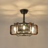 21' Modern Farmhouse Ceiling Fan with LED Lights, Vintage style Caged  Chandelier Fan Light
