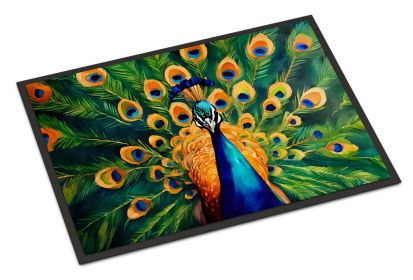 NEW Peacock Doormat Front Door Mat Indoor Outdoor Rugs for Entryway, Non Slip Washable Low Pile, 18H X 27W