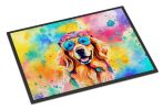 NEW Golden Retriever Hippie Dawg Doormat Front Door Mat Indoor Outdoor Rugs for Entryway, Non Slip Washable Low Pile, 18H X 27W
