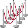 VEVOR Crowd Control Stanchion, Set of 8 Pieces Stanchion Set, Stanchion Set with 5 ft/1.5 m Red Velvet Rope