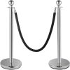 VEVOR Crowd Control Stanchion, Set of 2 Pieces Stanchion, Stanchion Set with 5 ft/1.5 m Black Velvet Rope