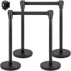 VEVOR Crowd Control Stanchion, Set of 4 Pieces Stanchion Set, Stanchion Set with 6.6 ft/2 m Black Retractable Belt
