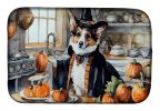 Corgi Fall Kitchen Pumpkins Dish Drying Mat Absorbent Dish Drying Mat Pad for Kitchen Counter Dish Drainer Mat for Countertop, 14 x 21", Multicolor