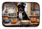 Rottweiler Fall Kitchen Pumpkins Dish Drying Mat Absorbent Dish Drying Mat Pad for Kitchen Counter Dish Drainer Mat for Countertop, 14 x 21"