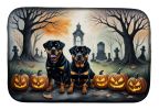 Rottweiler Spooky Halloween Dish Drying Mat Absorbent Dish Drying Mat Pad for Kitchen Counter Dish Drainer Mat for Countertop, 14 x 21", Multicolor