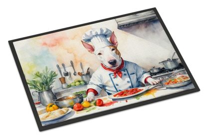 NEW Bull Terrier The Chef Doormat Front Door Mat Indoor Outdoor Rugs for Entryway, Non Slip Washable Low Pile, 18H X 27W