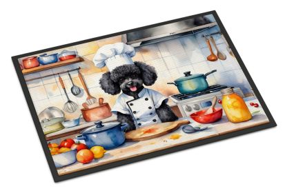 NEW Black Poodle The Chef Doormat Front Door Mat Indoor Outdoor Rugs for Entryway, Non Slip Washable Low Pile, 18H X 27W