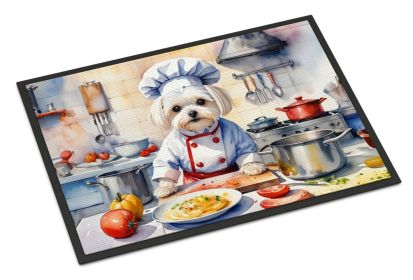 NEW Maltese The Chef Doormat Front Door Mat Indoor Outdoor Rugs for Entryway, Non Slip Washable Low Pile, 18H X 27W