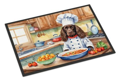 NEW Boykin Spaniel The Chef Doormat Front Door Mat Indoor Outdoor Rugs for Entryway, Non Slip Washable Low Pile, 18H X 27W
