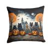 Keeshond Spooky Halloween Throw Pillow Machine Washable, Indoor Outdoor Decorative Pillow for Couch, Bed or Patio, 14Hx14W
