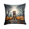 Bloodhound Spooky Halloween Throw Pillow Machine Washable, Indoor Outdoor Decorative Pillow for Couch, Bed or Patio, 14Hx14W