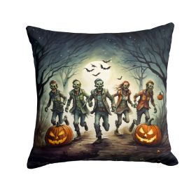 Zombies Spooky Halloween Throw Pillow Machine Washable, Indoor Outdoor Decorative Pillow for Couch, Bed or Patio, 14Hx14W