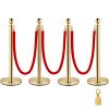 VEVOR 4PCS Gold Stanchion Posts Queue, 38 Inch Red Velvet Rope, Crowd Control Barriers Queue Line Rope, Barriers for Party Supplies