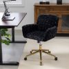 A&A Furniture Office Chair,Artificial rabbit hair Home Office Chair with Golden Metal Base,Adjustable Desk Chair Swivel Office Chair
