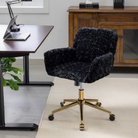 A&A Furniture Office Chair,Artificial rabbit hair Home Office Chair with Golden Metal Base,Adjustable Desk Chair Swivel Office Chair
