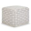 Noreen - Square Pouf - Light Blue / White