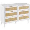 VEVOR 6 Drawer Rattan Dresser, Boho Dresser, Rattan Chest of Drawers with Spacious Storage, Natural Rattan Dresser for Bedroom, Living Room & Hallway
