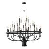 24-Light Black Chandelier Industrial Iron Candle Chandelier Modern Suspended Farmhouse Chandeliers Pendant Light Fixtures for Dining Room Bedroom Livi