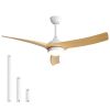52 Inch Modern Ceiling Fan with 18W LED Light and Remote Control 3 ABS Blades DC Motor for Bedroom