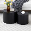 Round Coffee Table Set of 2, Nesting Coffee Tables for MDF with veneer .for living room,office,bedroom,Natural, 4Colors BLACK