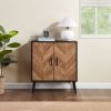 Accent Cabinet with Adjustable Shelf, Kitchen Storage Cabinet with Herringbone Design, Black Sideboard for Living Room, Kitchen, Entryway