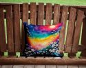 Colorful Daisies Throw Pillow Machine Washable, Indoor Outdoor Decorative Pillow for Couch, Bed or Patio, 14Hx14W