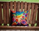 Colorful Roses Throw Pillow Machine Washable, Indoor Outdoor Decorative Pillow for Couch, Bed or Patio, 14Hx14W