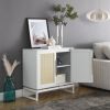 Cabinet,Sideboard,Natural rattan 2 door cabinet,with 1 Adjustable Inner Shelves,rattan
