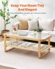 Rattan Coffee Table Rectangle Rattan Coffee Table 2-Tier for Living Room