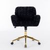A&A Furniture Office Chair,Artificial rabbit hair Home Office Chair with Golden Metal Base,Adjustable Desk Chair Swivel Office Chair