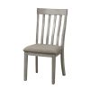 Dining Room Furniture Side Chairs 2pc Set Wire Brushed Light Gray Finish Vertical Slat Back Design Wooden Chairs Set