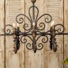 Vintage Wrought Iron 6-Light Candle Chandelier - American Country Style Ceiling Light for Living Room, Dining Room, Bedroom