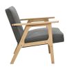 Modern Home Furniture Dark Gray Fabric Upholstery 1pc Accent Chair Solid Rubberwood Natural Finish Contemporary Cushion Seat
