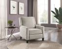 Modern Home Furniture Reclining Chair 1pc Sand-Color Textured Fabric Upholstered Nailhead Trim Solid Wood Frame Self-Reclining Motion Chair