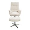 Comfortable Swivel Accent Chair with Ottoman Beige Chenille Upholstery Silver Finish Metal Base Stylish Furniture 1pc