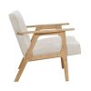 Modern Home Furniture Beige Fabric Upholstery 1pc Accent Chair Solid Rubberwood Natural Finish Contemporary Cushion Seat