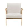 Modern Home Furniture Beige Fabric Upholstery 1pc Accent Chair Solid Rubberwood Natural Finish Contemporary Cushion Seat