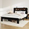 Bed Frame Full Size, Wood Platform Bed Frame with Storage LED Light Headboard and 2 USB , Noise Free,No Box Spring Needed and Easy Assembly Tool