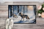 Winter Wolves Doormat Front Door Mat Indoor Outdoor Rugs for Entryway, Non Slip Washable Low Pile, 24H X 36W