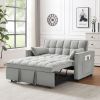 Modern Velvet Loveseat Futon Sofa Couch w/Pullout Bed,Small Love Seat Lounge Sofa w/Reclining Backrest,Toss Pillows, Pockets,Furniture for Living Room